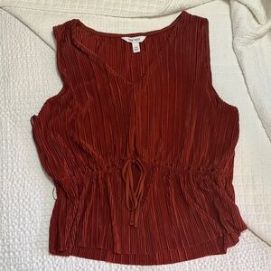 Nine West Women's Pleated Rust Blouse